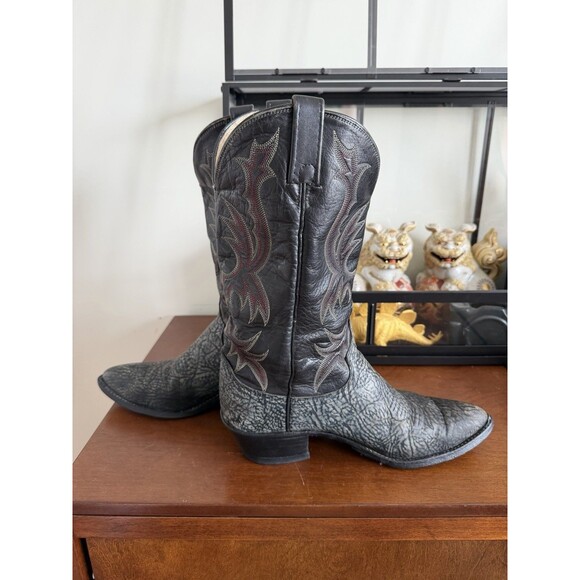 Dan Post USA Made Cowboy Boots Mens 9.5 D Black Gray Elephant Print Snip Toe main image 6